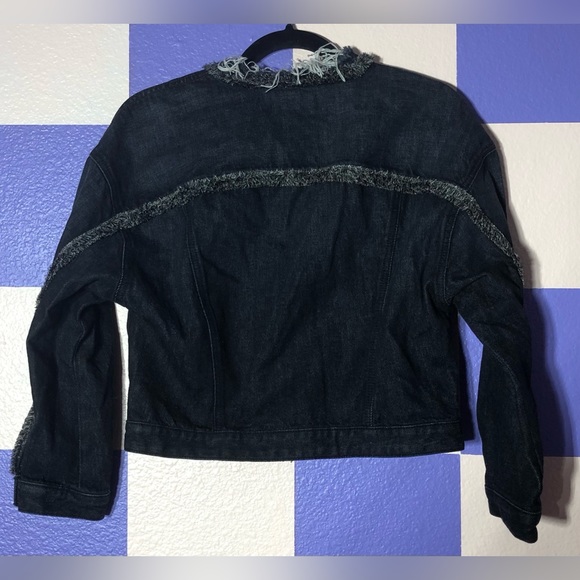NWT 7 For All Mankind Fringed Dark Blue Denim Jacket - Size XS - Picture 4 of 6